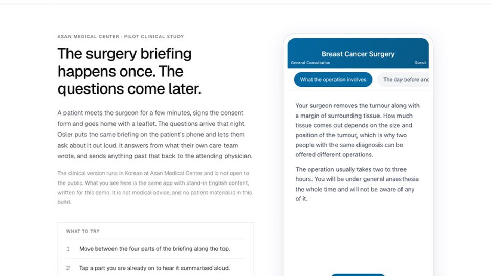 Osler: Voice Agent for Preoperative Counseling